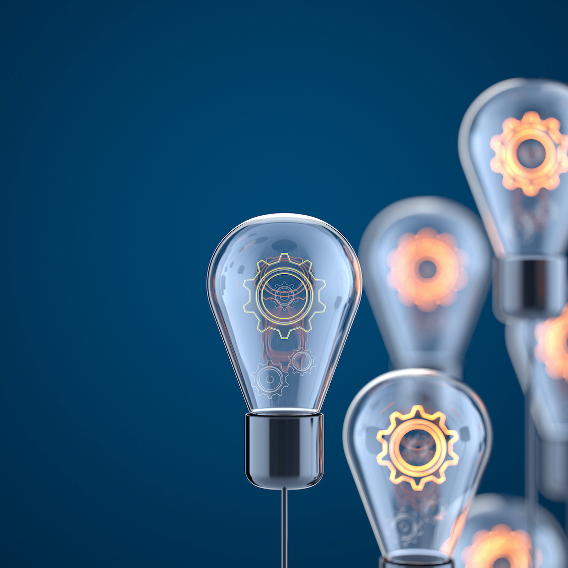 Light bulbs representing modern technology and data - square